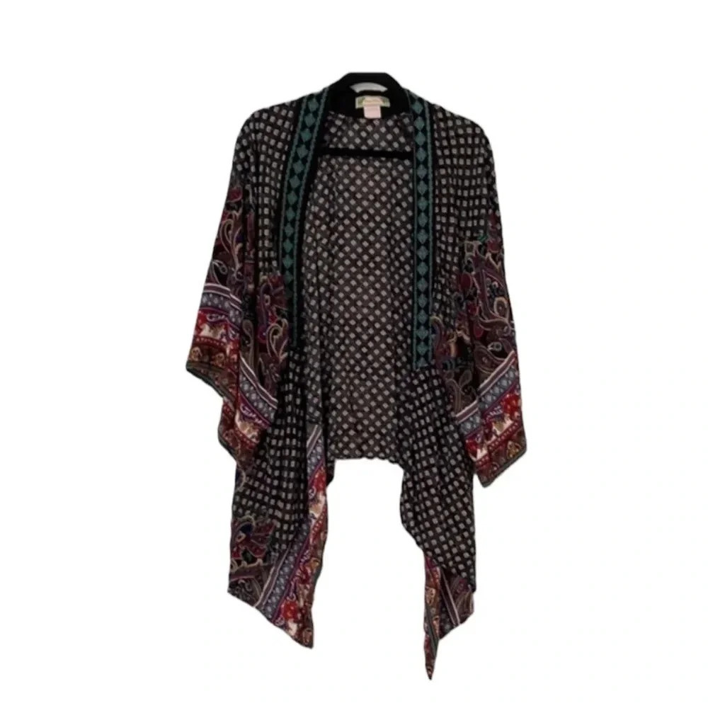 Flying Tomato Embroidered Open Front Kimono Boho